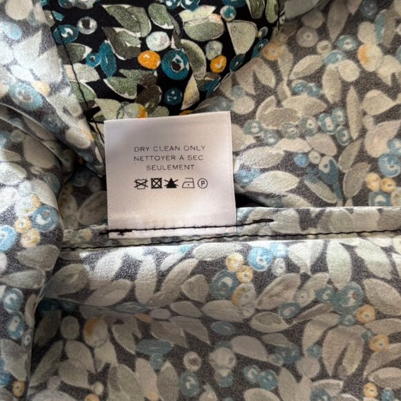 Charlotte Brody 100% Silk Black & Green Botanical Print Tunic Top - Size M - Picture 6 of 6